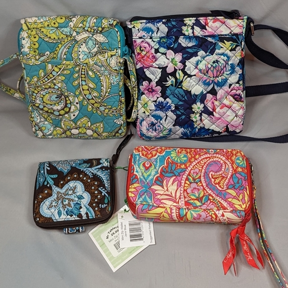VERA Bradley Purse Wallet Wristlet Paisley Floral Peacock Quilted Crossbody Lot - Picture 2 of 13